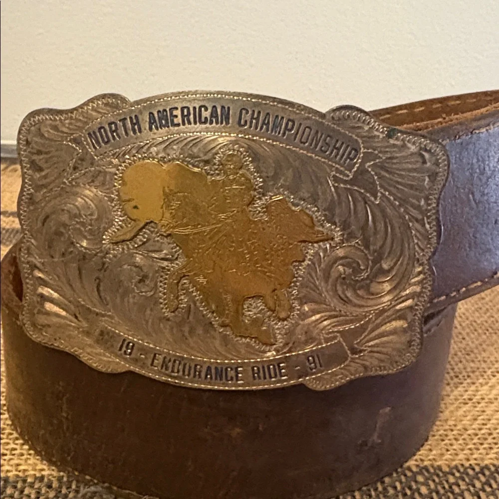 North American Championship Brown Leather Belt - 37”